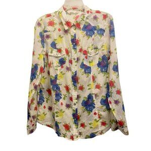 OLD NAVY Women's Medium lightweight gauzy Pearl snap button up western floral